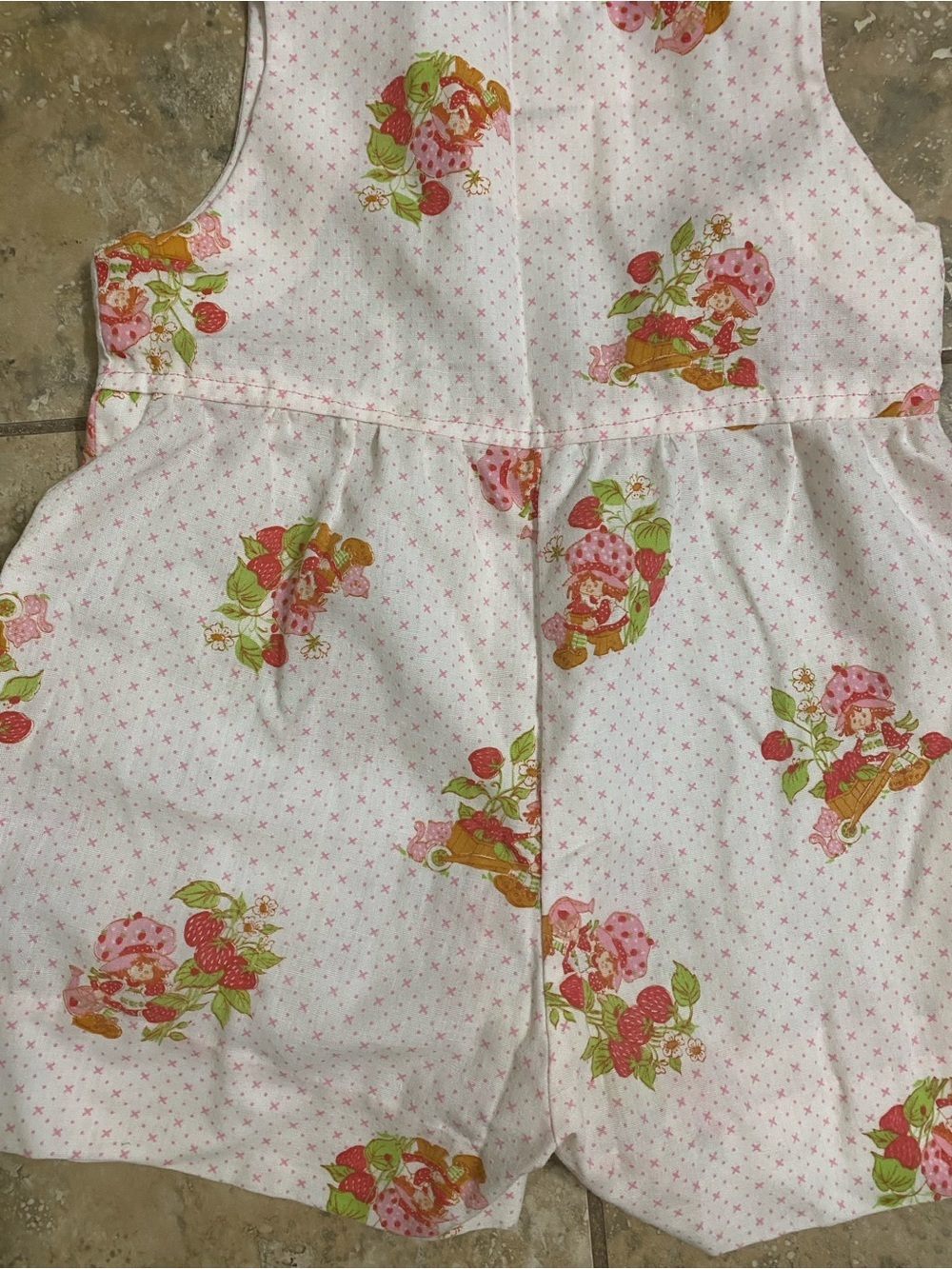 Vintage Retro 80s Strawberry Shortcake 12mo Pink Pin Dot Sunsuit Romper Rare - Picture 9 of 11